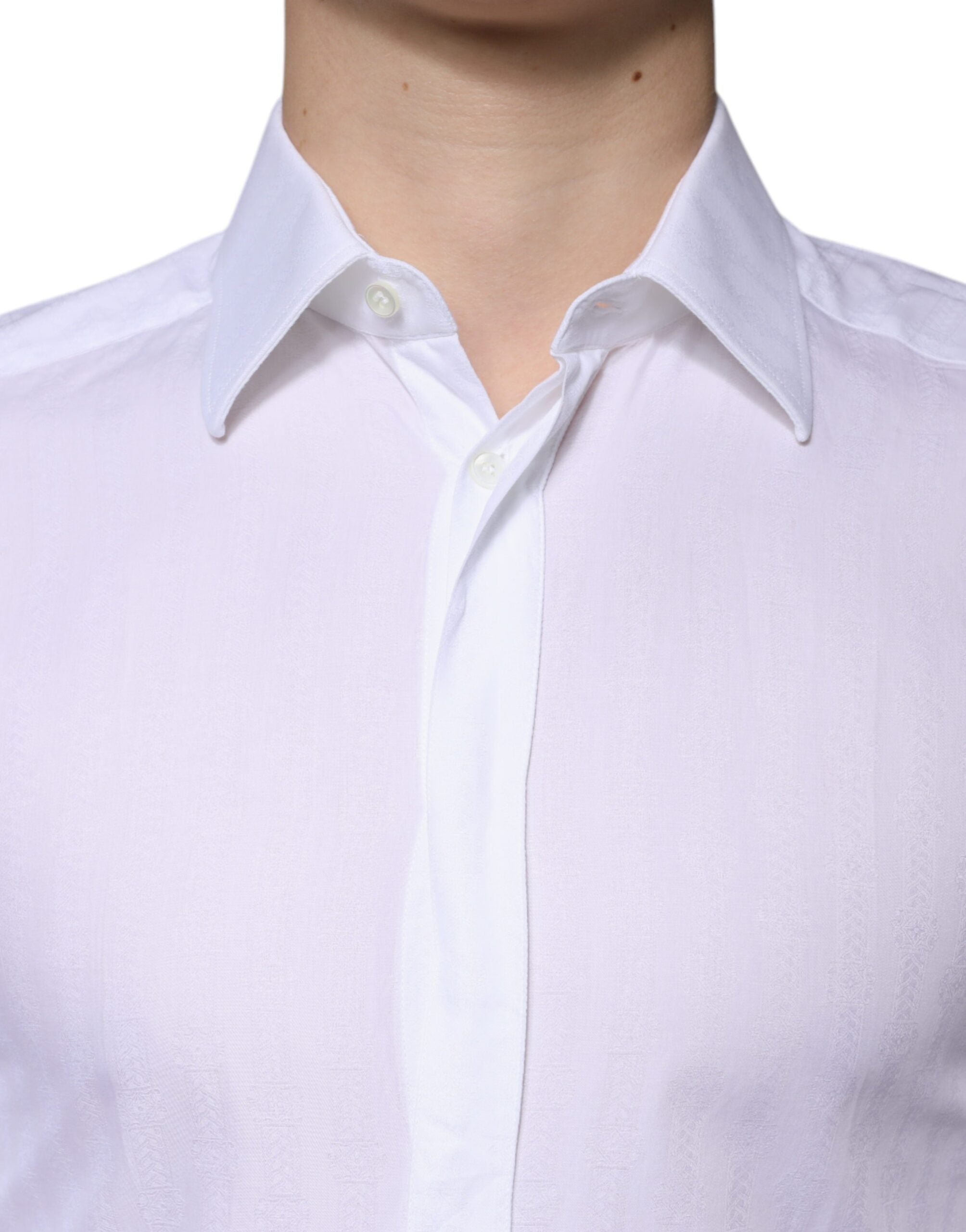 Dolce & Gabbana White formal men's shirt GOLD made of cotton